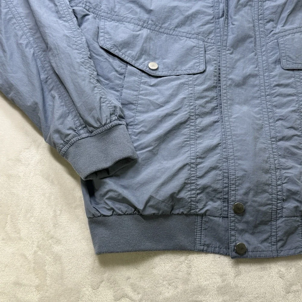 Zara Blue Bomber Jacket Mens Small Lightweight Zip Front Rib Trim Utility‎ Coat